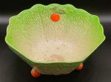 Vintage Beswick Salad Bowl – Cabbage Leaf Design with Tomato Feet – c.1920s