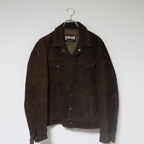 Schott suede leather trucker