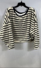 Free People Women's Black Ivory Found My Friend Striped Sherpa Sweater XS