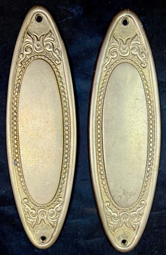 Pair oval brass push plates - brass,