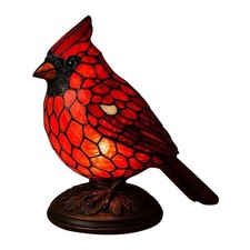 Bird Desk Lamp Cute Resin Battery Operated Lighting Red Bird Table Lamps 