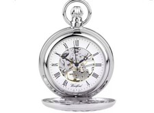 *WOODFORD Half Hunter 17 Jewel Skeleton Pocket Watch CP -1052 Ex.Used Condition*