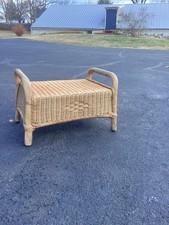 Vintage Wicker Rattan Ottoman