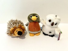 Living Nature Minis Plush x 3 Hedgehog Duck & Owl Soft Toys Bundle
