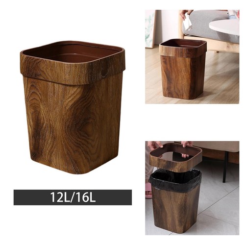 Imitation wood grain trash - wood, can
