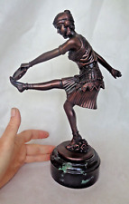 LARGE VINTAGE ART DECO STYLE COMPOSITE MAIDEN STATUE FIGURINE DANCER TAMBOURINE