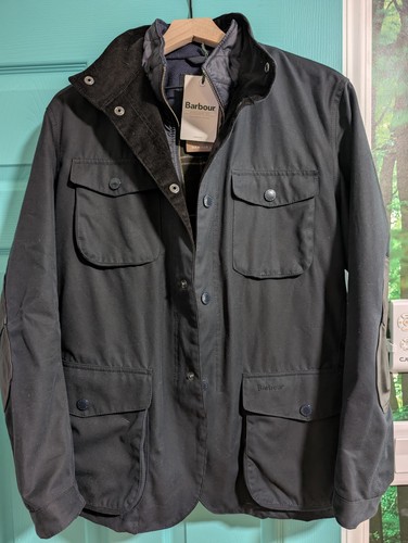 New navy barbour ogston wax - new,