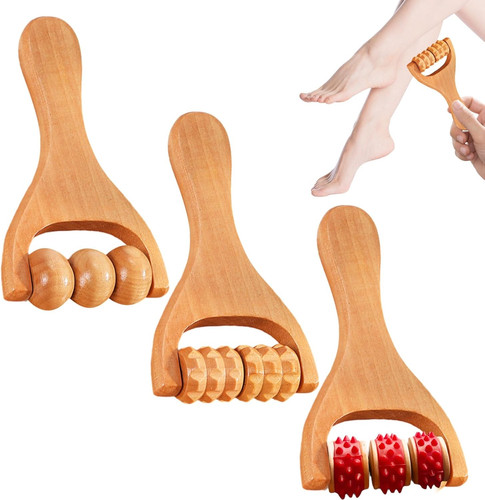 Wooden massage roller 3pcs - wooden,