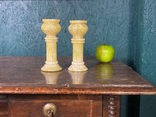 A CHARMING PETITE PAIR OF ANTIQUE VICTORIAN YELLOW GLASS HYACINTH VASES