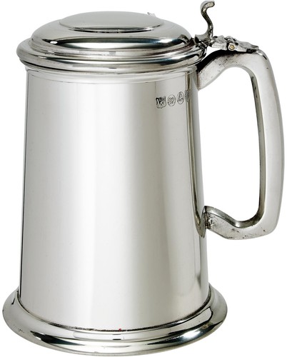Pewter lidded tankard pint - pewter,