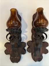 Pair Of Vintage Wooden Wall