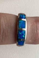 Beautiful Sterling Silver Opal Ring Size N