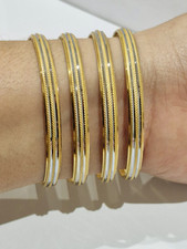  Indian Yellow White Gold Plated Traditional Asian Bangles Kada Set Size 2.6 