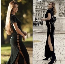 ZARA GREEN VELVET MIDI DRESS