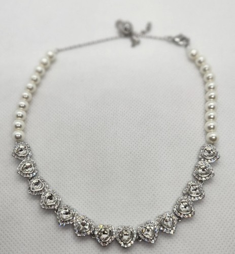 Crystal heart pearl - heart, choker