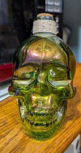 Skull bottle green - bottle, glass