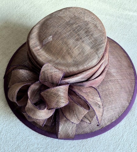 Taupe purple sinamay occasion - purple,
