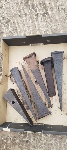 Vintage steel log wedges - steel, x6