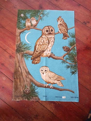 Vintage tea towel owls - vintage,