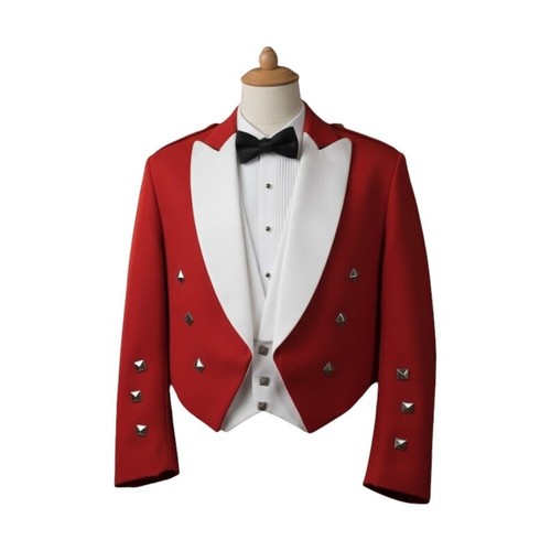 Men red wool doublet - wool,