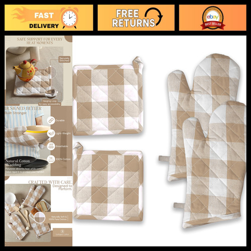 Buffalo plaid oven mitts pot - plaid,