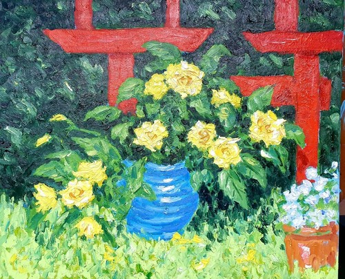Original oil painting yellow - oil, painting: