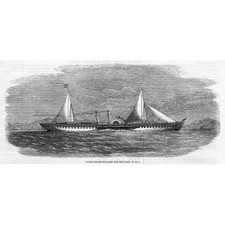 Steam Pleasure Yacht Built for the King of Ava (Burma) - Antique Print 1859