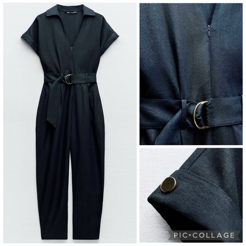 Zara linen blend jumpsuit size - zara,