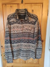 Zara Young Men's Aztec Wool Alpaca Blend Fleece Jumper Pearl Snap Buttons Size M