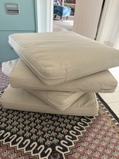 Four Large Ikea Outdoor Rattan Furniture Cushions Beige Halo Covers & Inner Pads