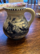 Vintage Delft Blue & White Pottery Jug  9cm. Delft mark on base. from 1950s