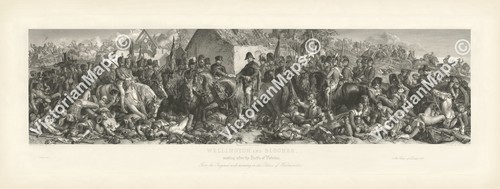 Antique print waterloo battle - antique,