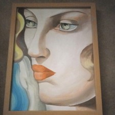 OIL PAINTING TAMARA DE LEMPICKA SLEEPING  FEMALE FRAMED VARNISHED JULIE WEST 