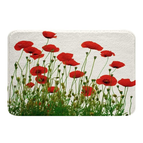 Poppy bathroom rugs - bright, red