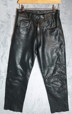 Last Rebels Black Genuine Leather Trousers UK 10 W28 L30 Rock Biker Festival 