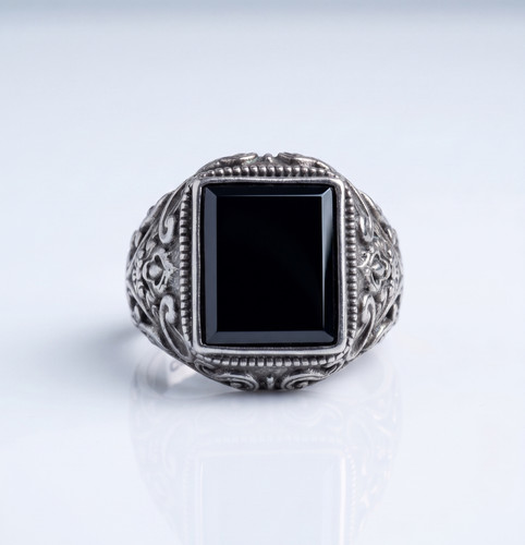 Men black onyx signet - men,