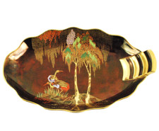 Carlton Ware Rouge Royale Lustre Large Oval Dish With Handle Stork Pattern 11¾"