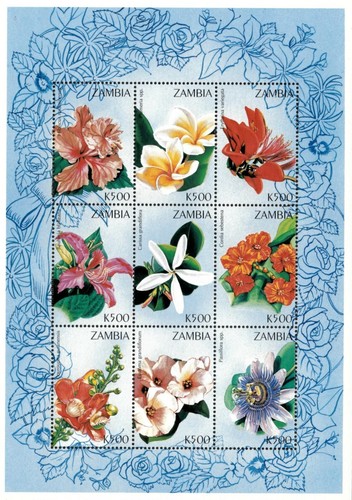 Zambia 1997 flowers sheet - zambia,