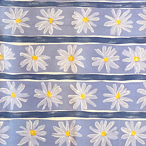 Blue white stripe daisy cotton