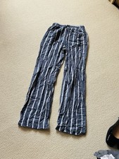 M&S marks and Spencer navy blue white striped flowy floaty trousers pants