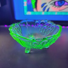 Art Deco Uranium Glass Bowl, Candy/ Trinket Dish 1930s 