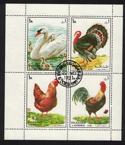 Birds swan rooster sheetlet - birds,