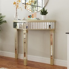 Luxury Curved Mirrored Console Table Half Round Entryway Hallway Side End Table