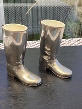 Vintage Pair Of Silver Plated 1 & 1,5 oz. Riding Boots, inner/Shot Drink Measure