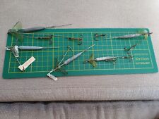 5 VINTAGE HARDY STAMPED, LEADED DEAD BAIT SPINNERS