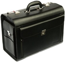 New High Quality Leather Bag Men Women Black Business Pilot Case Carry Bag 6913