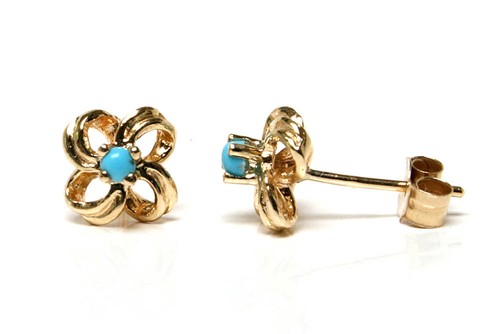 9ct gold turquoise studs knot - gold,