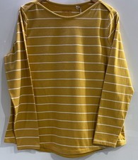 Fat Face Women’s Long Sleeve Breton Top in Yellow White Stripe Size UK 18 NWT