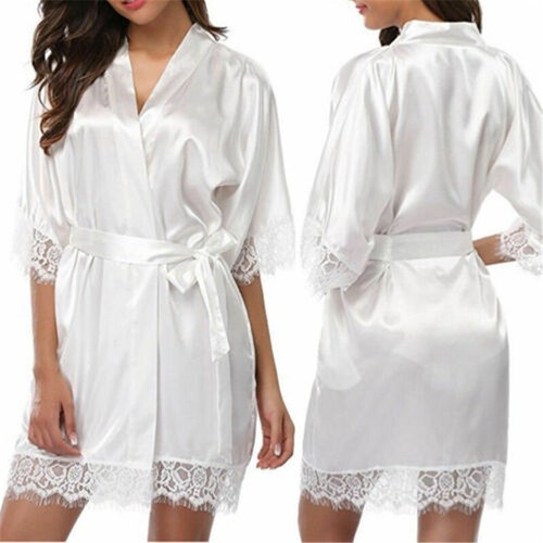 Satin silk lace robe bride - silk,