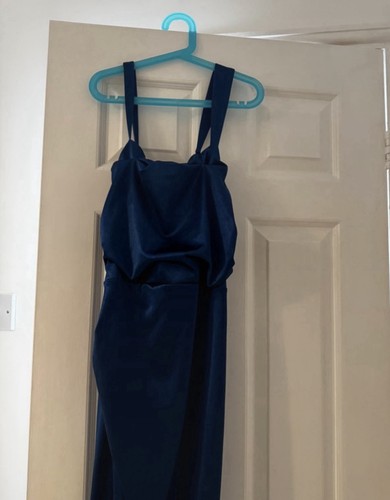 Women blue satin maxi dress - women's,